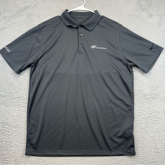 Nike Ingersoll Rand Polo Shirt Mens Large Gray Golf Casual Work Wear Logo Casual - Picture 1 of 14